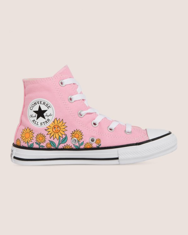 Converse Chuck Taylor All Star Sunflower Print Lyserød Sko Danmark - Converse Høje Sneakers Børn - 3